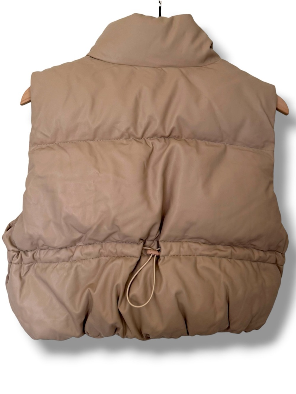 Brown Caramel Cropped Puffer Vest Women's Zip Up Collared NWT‎ Size Large - Picture 3 of 8